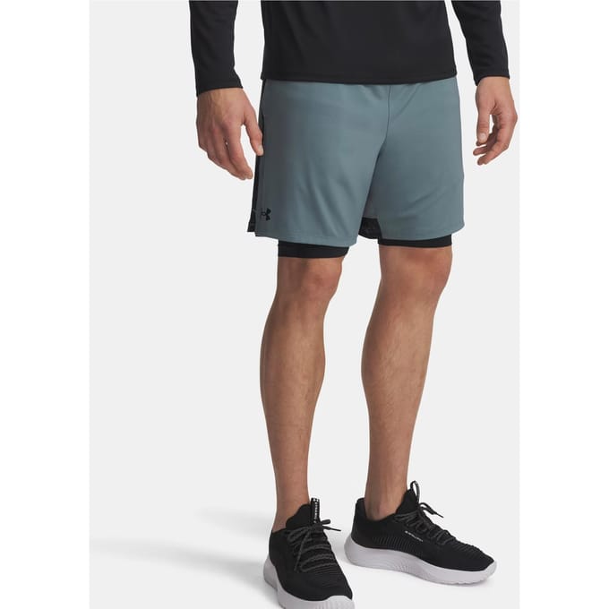 Under Armour Tech Vent 2in1 Shorts Heren-blaugrau