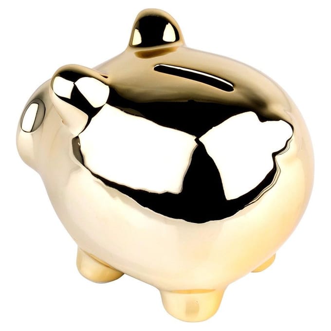 Spaarpot Keramiek Gouden Spiegel 11,5x9 cm - Spaarvarken - Spaardoel