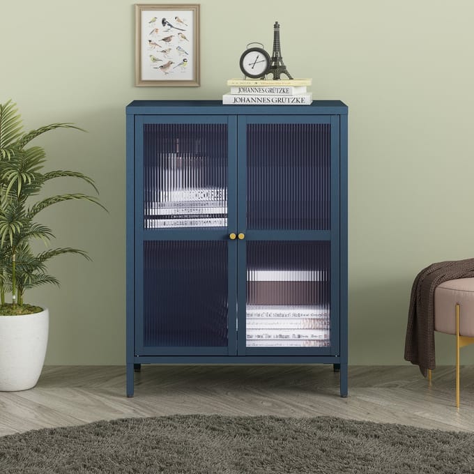 Sideboard Säkylä dressoir 84x64x35 cm marineblauw [en.casa]