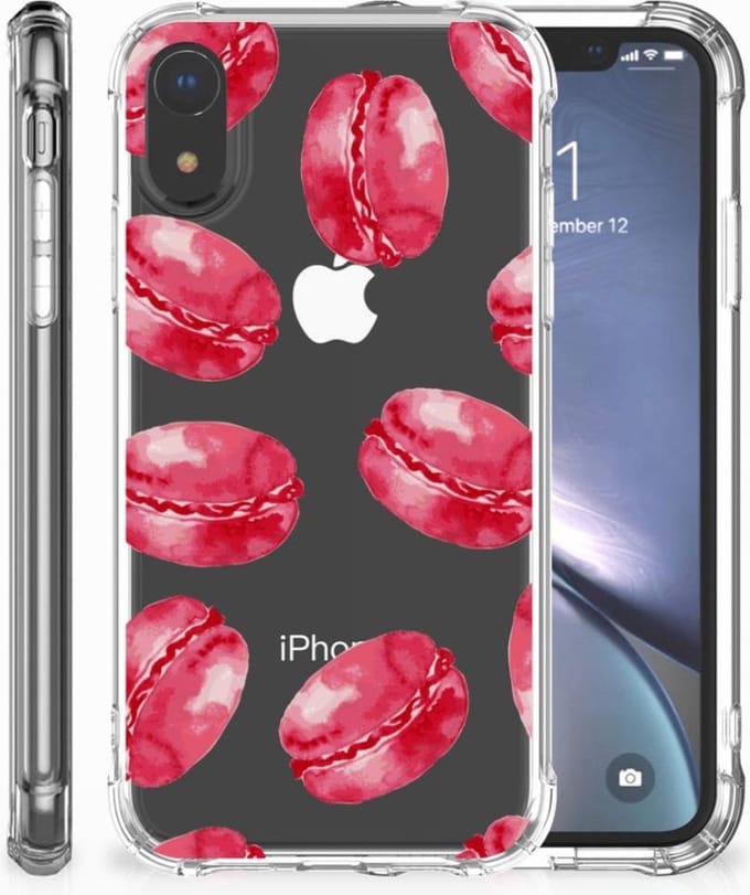 Apple iPhone Xr Beschermhoes Pink Macarons