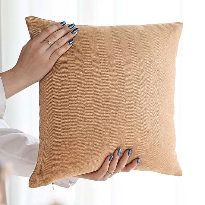 Decoratieve kussenhoes Visgraat Donkerbeige 40x40 cm