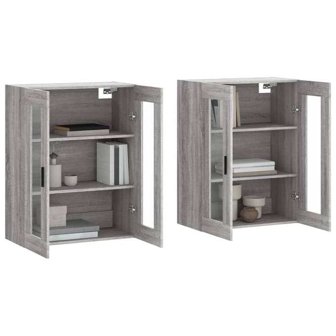 vidaXL - Hangkasten - 2 - st - bewerkt - hout - grijs - sonoma - eikenkleurig