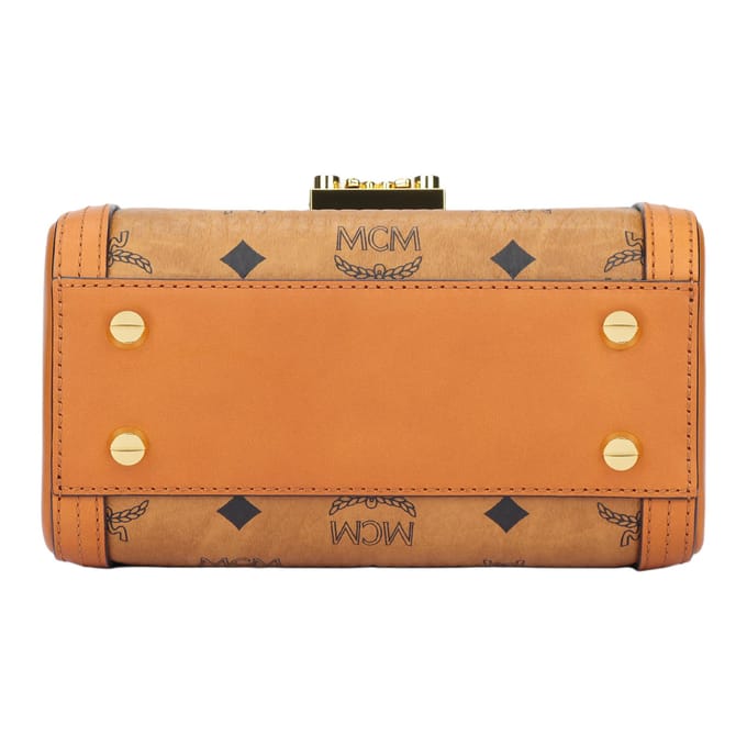 MCM Tracy Visetos Monogram Leren Doos Handtas Dames handtassen Bruin Cognac MWEBSXT02CO001 Basic Set (Bag+Dust Bag) orange