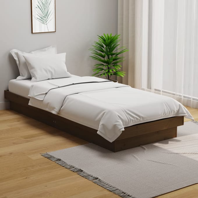 vidaXL - Bedframe - massief - hout - honingbruin - 75x190 - cm