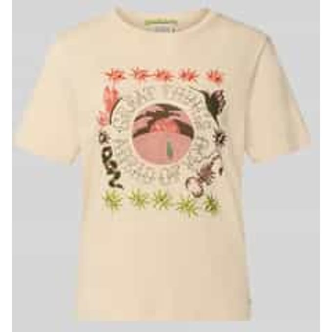 regular fit T-shirt met florale stitching