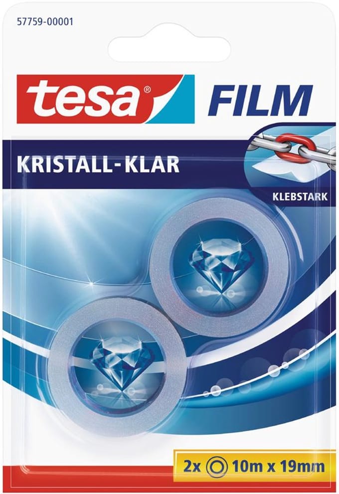 Tesa Plakband Kristalhelder, 2 Rollen, 19 mm x 10 m