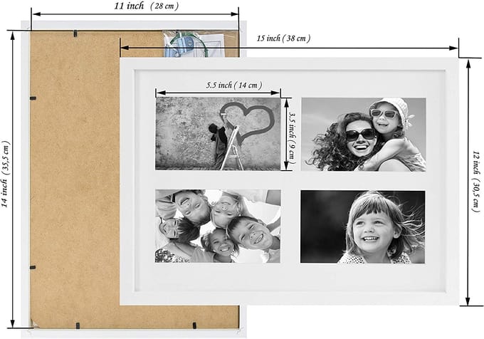 BD art - Fotolijst - 28x35 cm - 4 Foto's - MDF - Wit