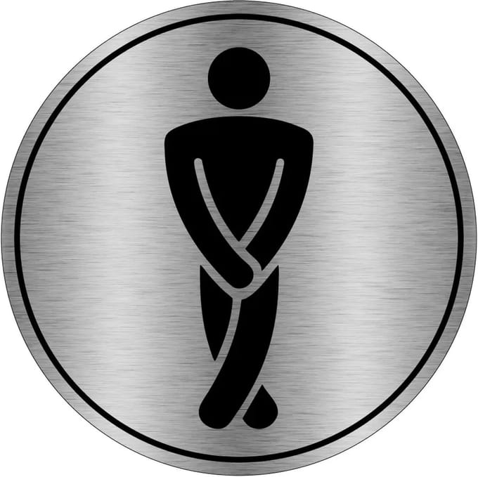 Heren WC bordje - gecoat brushed aluminium | 20 cm