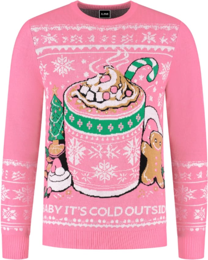 Foute Kersttrui - Marshmallows - Roze - Volwassenen - Maat M