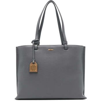 DKNY Leren Schoudertas Alya Tote Dark Grey Donkergrijs