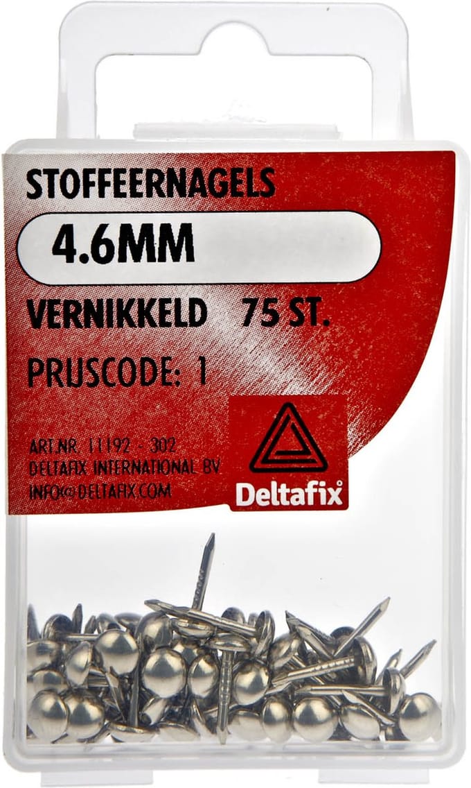 Deltafix stoffeernagels 4,6 mm - vernikkeld - ronde kop - 75 stuks
