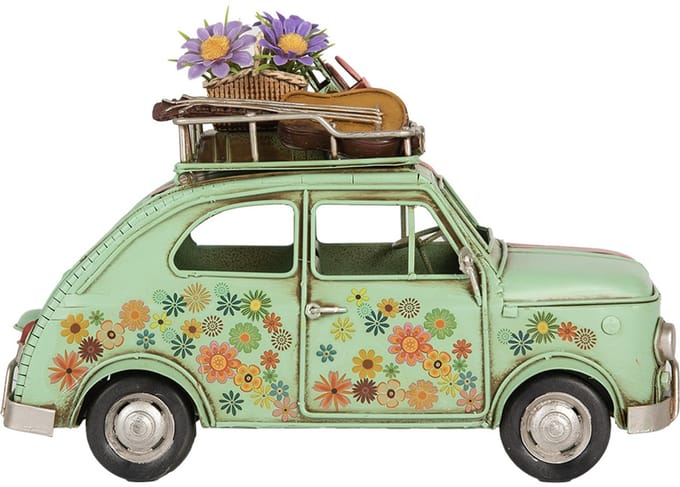 Clayre & Eef Decoratie Beeld Auto 26x12x18 cm Groen Metaal
