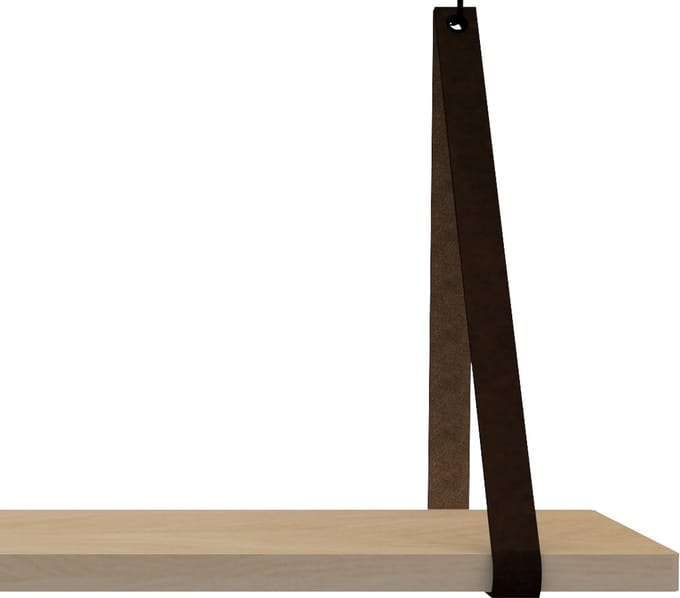 Leren Plankdragers - Handles and more® - 100% leer - DONKERBRUIN - set van 2 leren plank banden