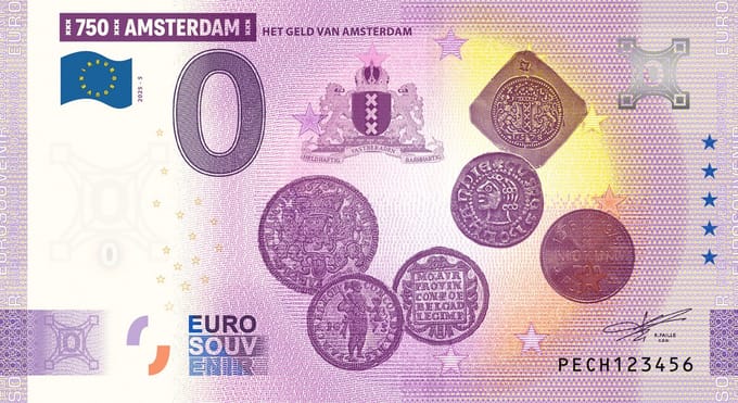 0 Euro biljet Nederland 2025 - Amsterdam V Het geld van Amsterdam