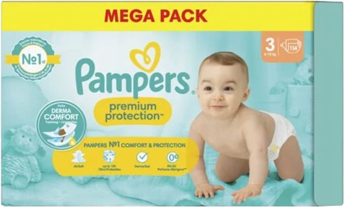Pampers Premium Protection 114 Luiers Maat 3 (6-10 kg)