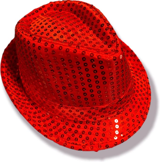 rood trilby hoed met glitters one size