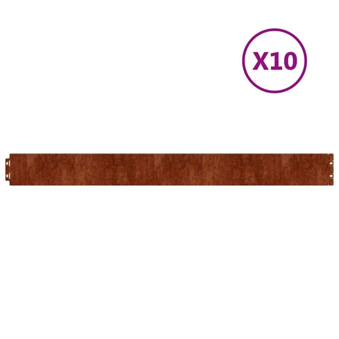 vidaXL - Gazonrand - 10 - st - 10 - x - 103 - cm - weervast - staal - Roestkleurig