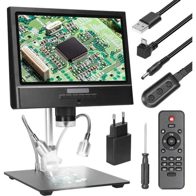 Professionele digitale microscoop 1080P 10 inch LCD-scherm 4X digitale zoomvergroting Solderen EU Plug veelkleurig