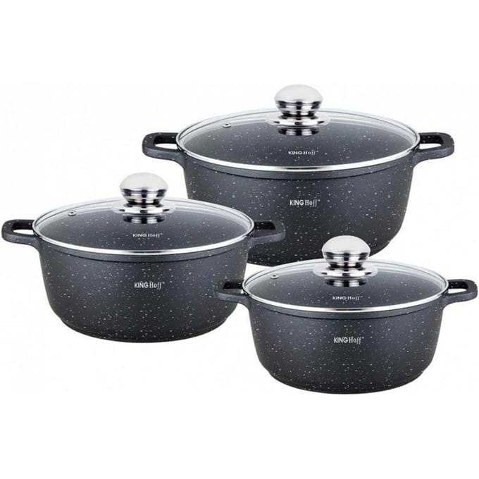 Kinghoff 1606 - Braadpannen set - 6 delig - marmeren coating