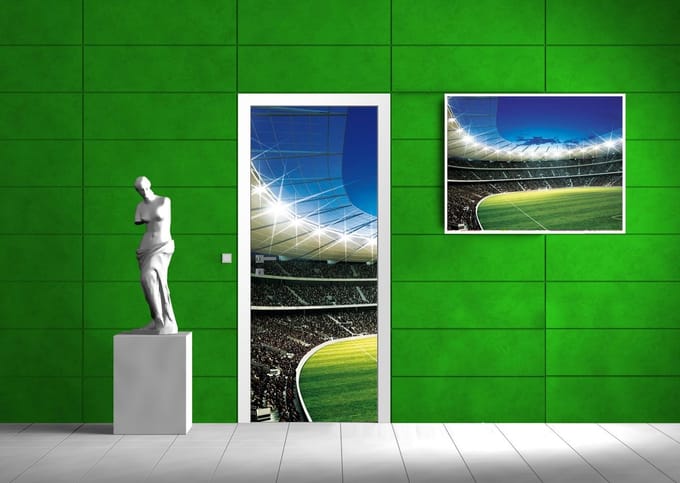 Deursticker Muursticker Voetbal | Groen | 91x211cm