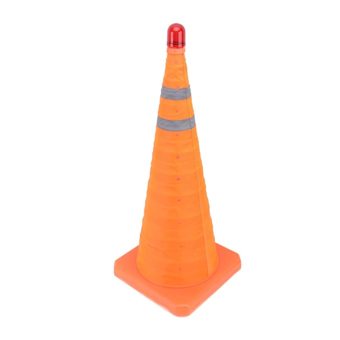 Inklapbare Verkeerskegel 70x30x30CM Dubbele Reflecterende Kraag Veiligheidskegel met Waarschuwingslicht voor Weg orange