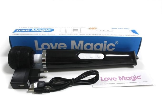 Love magic® Wand 20 standen Vibrator USB oplaadbaar en 230 Volt. draadloos / wireless- Zwart
