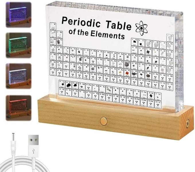 Periodiek Systeem Elementen Display - Acryl met 83 Echte Monsters en LED Verlichting