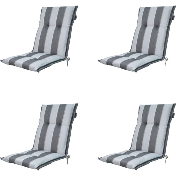 Madison - Tuinstoelkussen Lage Rug Banda grey - Ca. 105x50 cm - Set van 4