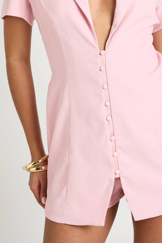 boohoo Dames Getailleerde Doorknoop Skort Playsuit | Roze | Maat: 38