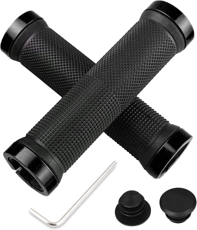 Fietsstuurgrepen met antislip rubber en aluminium eindkappen voor fiets en MTB