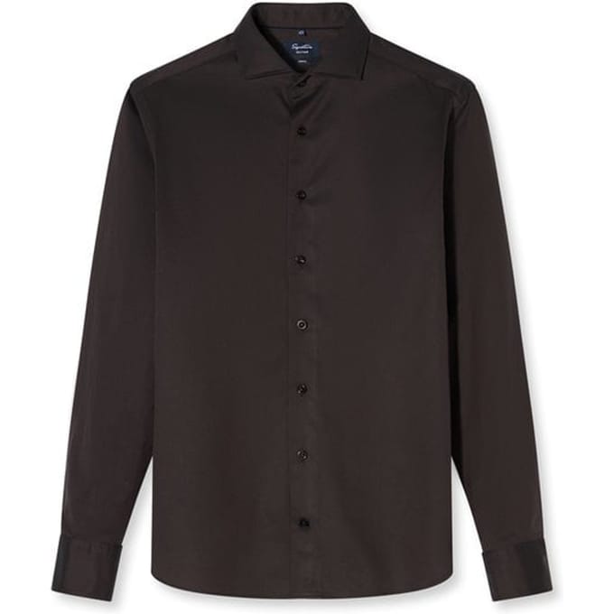 OLYMP Signature Casual Overhemd, Tailored Fit, Cutaway, Bruin