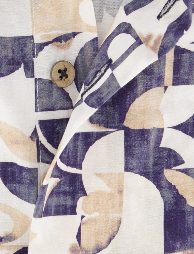 Overhemd Eden valley regular fit donkerblauw printje