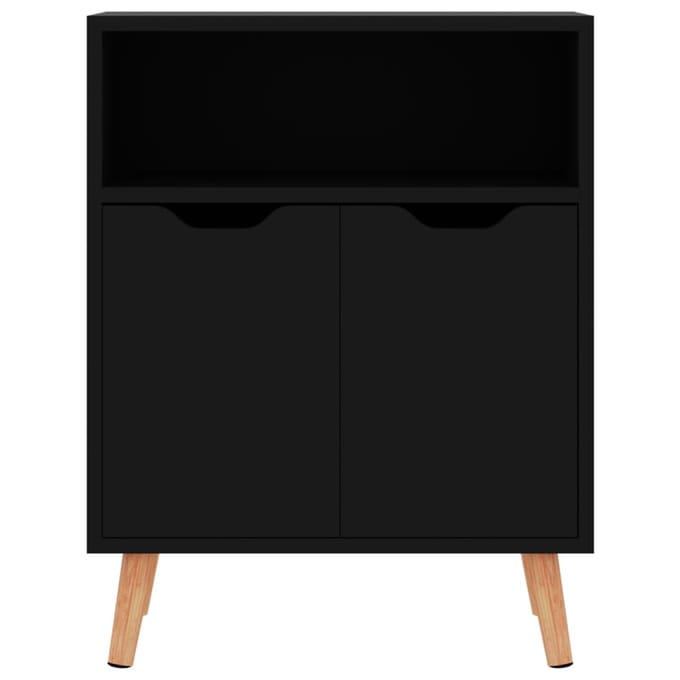 vidaXL - Dressoir - 60x30x72 - cm - bewerkt - hout - hoogglans - zwart
