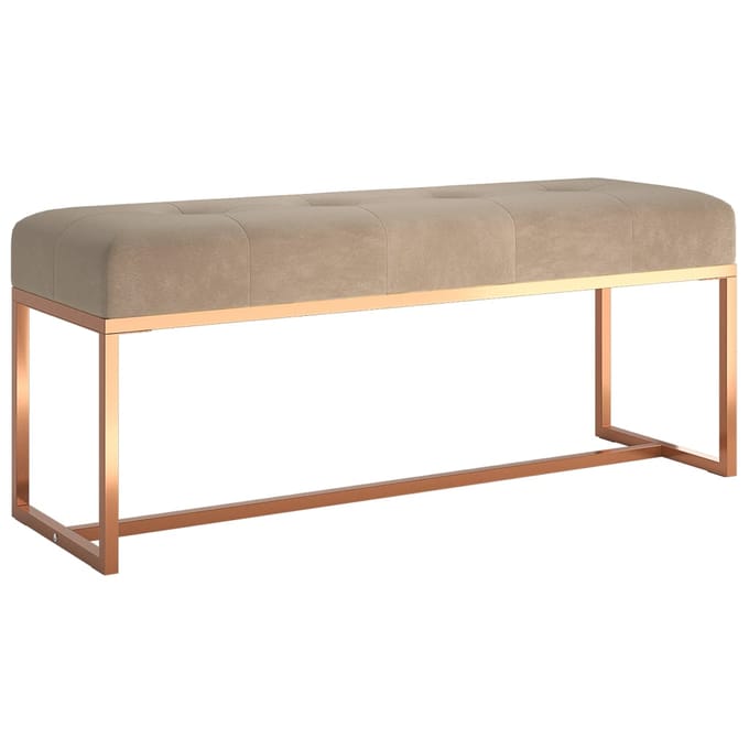 vidaXL - Bankje - 110x36x45 - cm - fluweel - beige