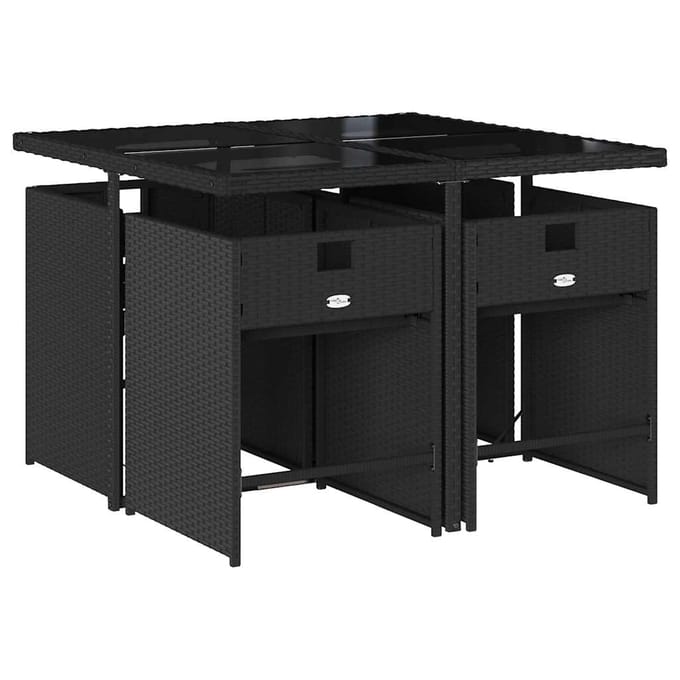 vidaXL - 5-delige - Tuinset - met - kussens - poly - rattan - zwart