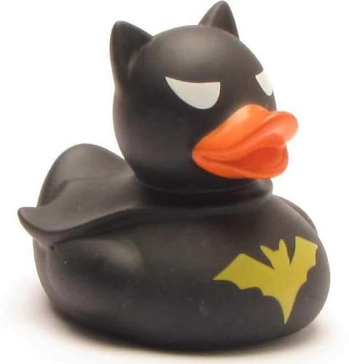 Badeend Dark Duck met Sleutelhanger - 9 cm