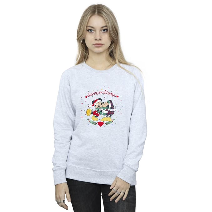 Disney Dames/Dames Mickey Mouse Mickey Minnie Kerstmis Sweatshirt (Sportgrijs)
