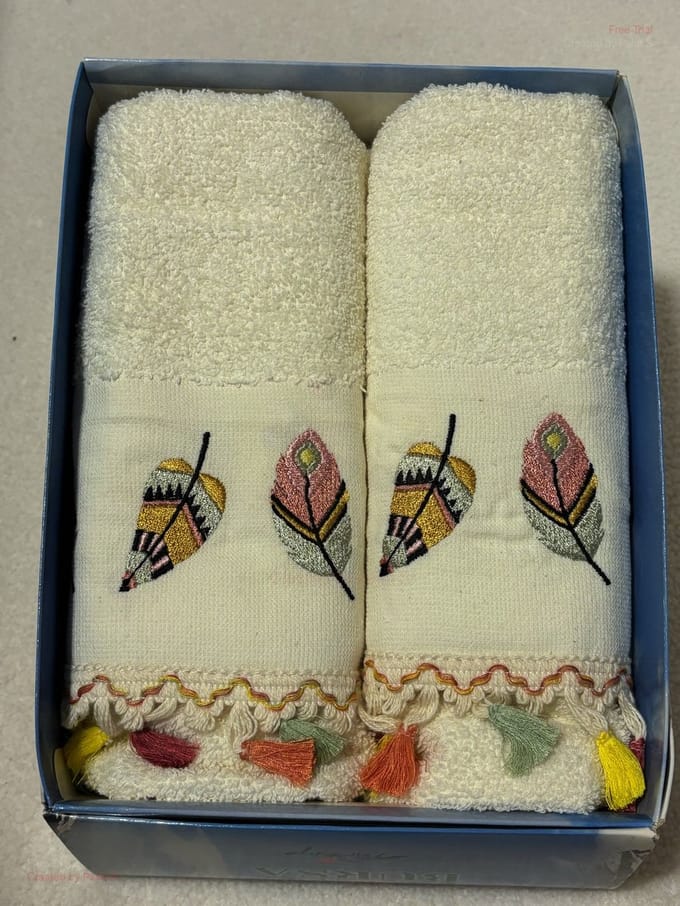 Handdoek Beige Kleur Veertje Model
