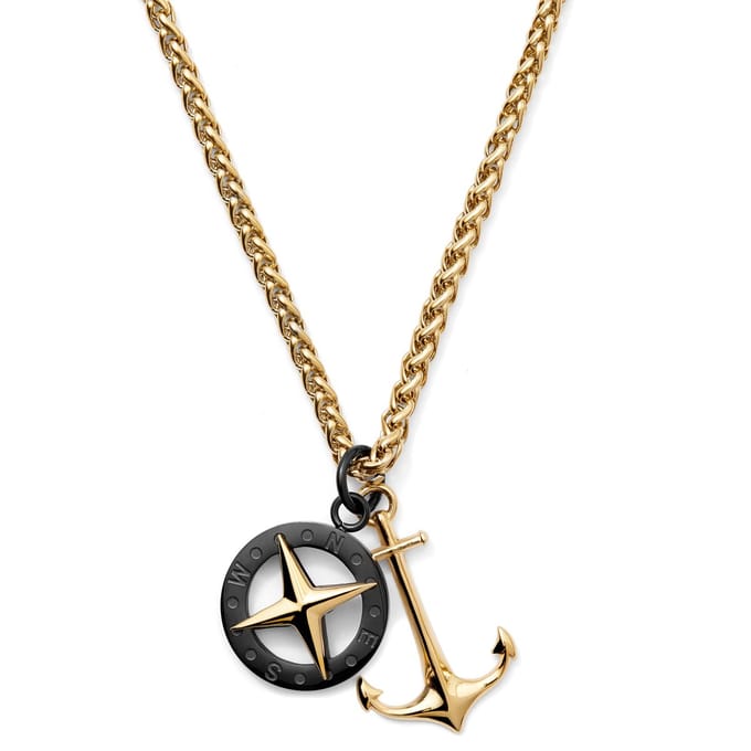 Tadd Goudkleurige Ketting met Anker & Kompas