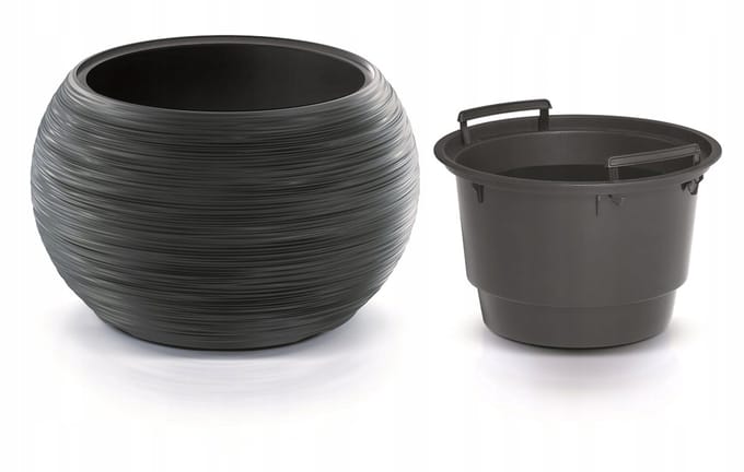 Prosperplast Furu Bowl Pot met Inzet - Antraciet - 37,8 cm