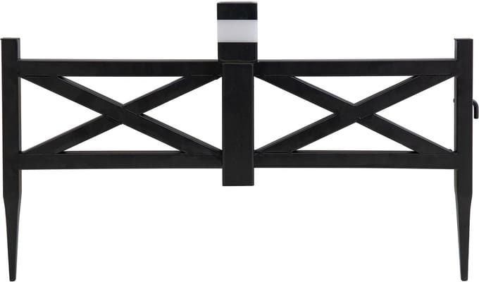 Metalen tuinhek gekruist design met solarverlichting 5-pack