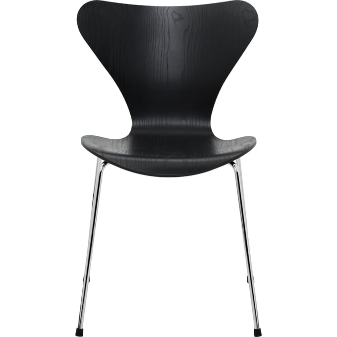 Fritz Hansen Serie 7 3107 stoel - gekleurd fineer - verchroomd - essen zwart