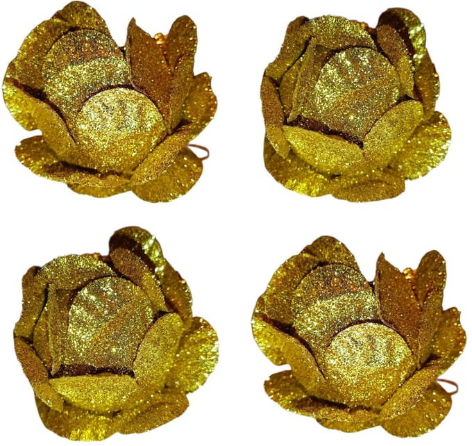kerstballen set Goude glitter roos