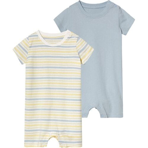 LUPILU Baby jongens pyjama kort (Wit/blauw, 62-68)