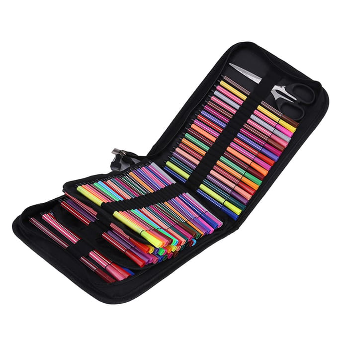 Trousse à crayons grande capacité 120 emplacements, sac de rangement black