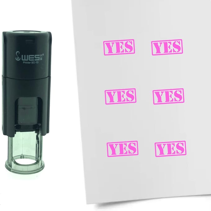 CombiCraft Stempel YES 10mm rond - Roze inkt