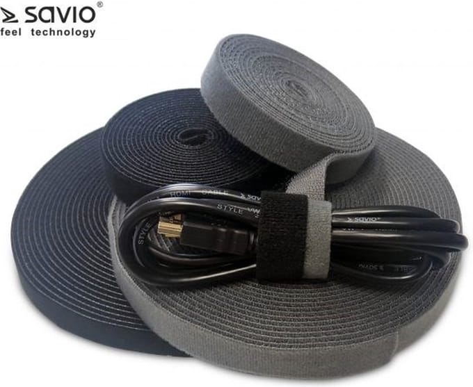 CUKENG Savio Organizer for Cables Tape Velcro Black 10m OC-01/B 1 pc