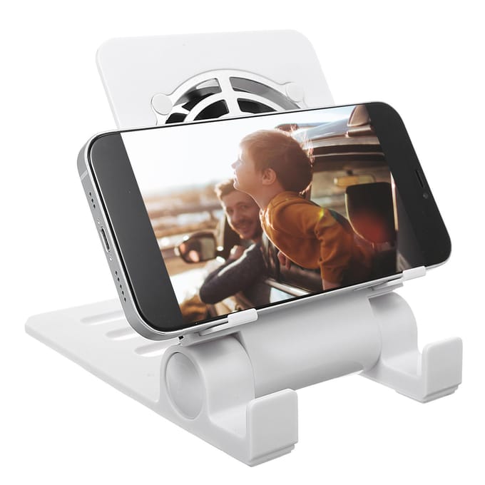 Opvouwbare mobiele telefoon Tablet-koelstandaard Verstelbare telefoonstandaard met meerdere versnellingen en lage koelventilator wit