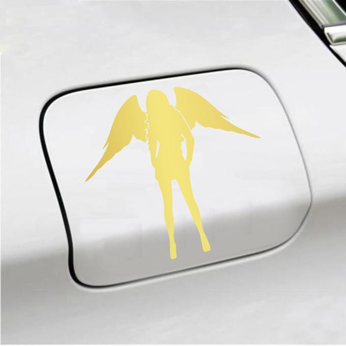 Bumpersticker - Dame Engel - 13 X 14 - Goud