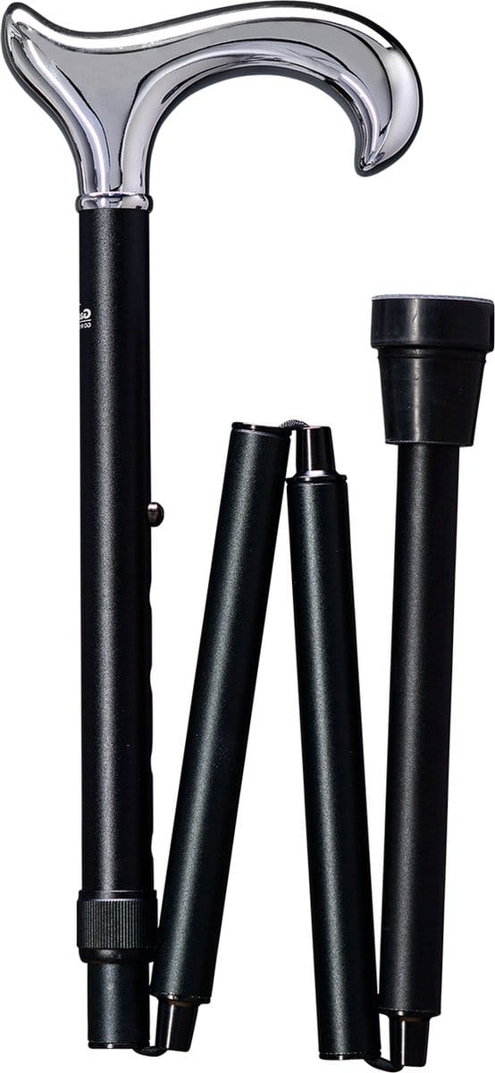 Gastrock - Wandelstok - Opvouwbaar - CHROOM "DELUXE " verstelbaar 88 - 98 cm